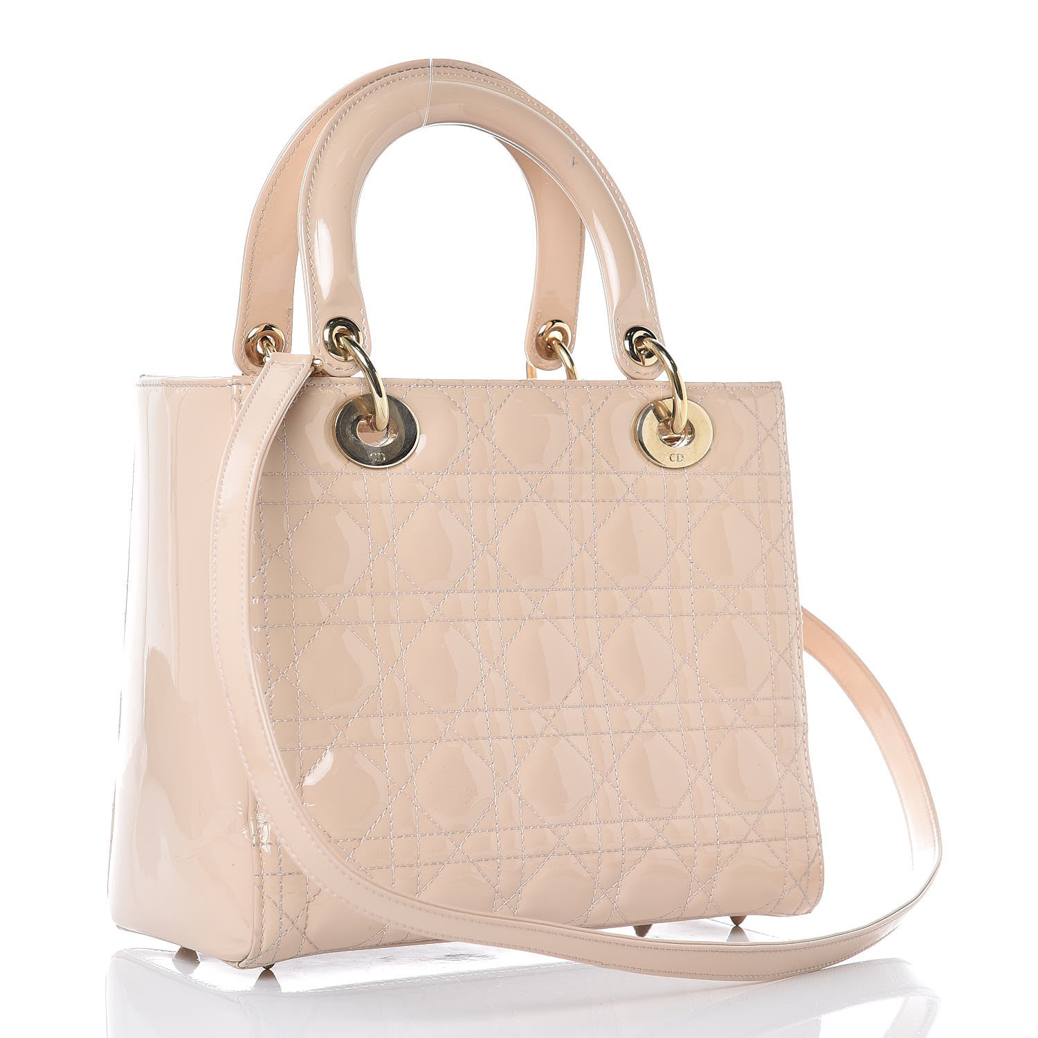 Christian Dior Patent Cannage Medium Lady Dior Beige 3 of 16