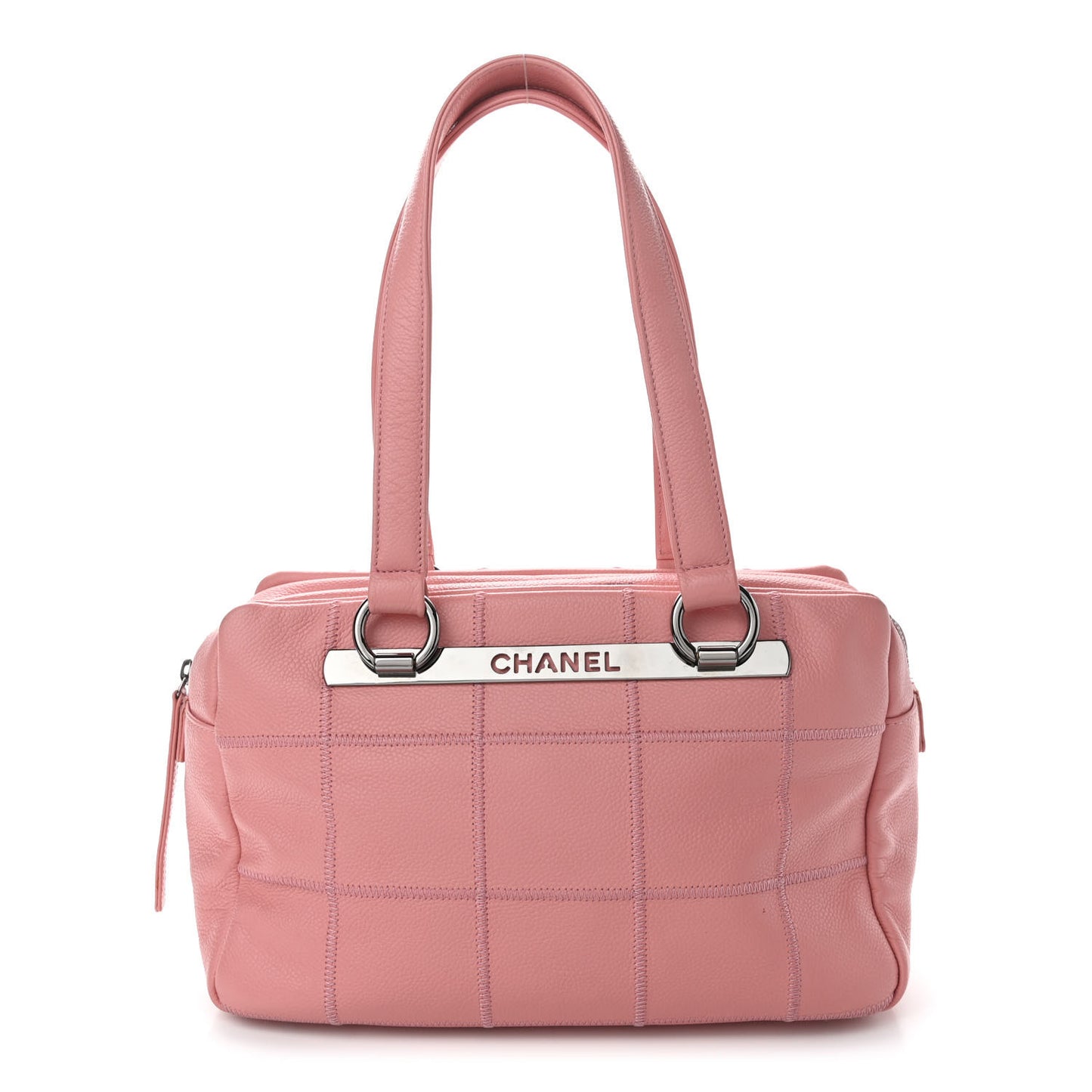 Caviar Square Stitched Bowler Pink