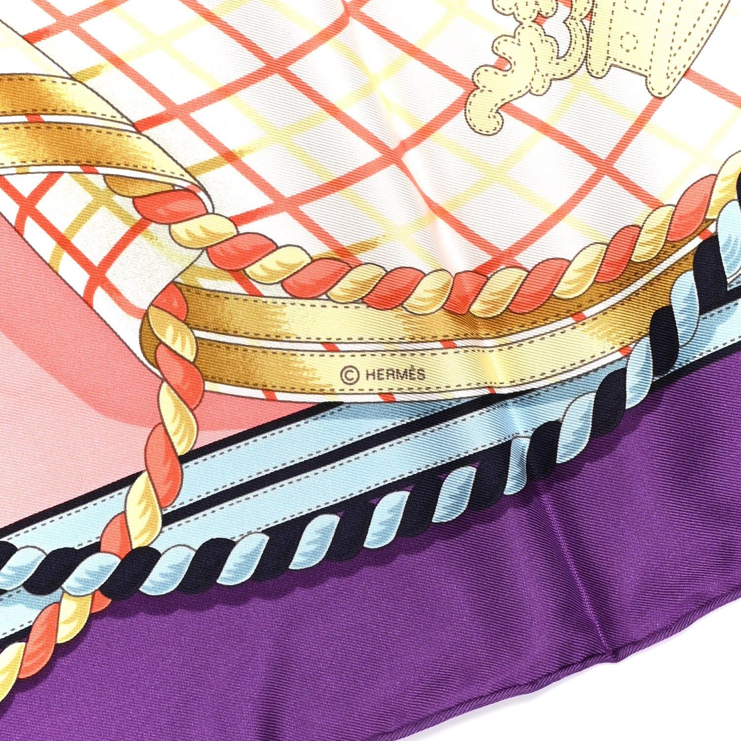 Hermes Silk Grande Tenue Scarf 90 Violet Marine Rose 4 of 6