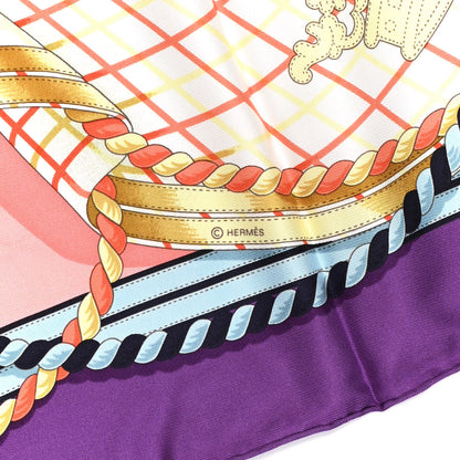 Hermes Silk Grande Tenue Scarf 90 Violet Marine Rose 4 of 6