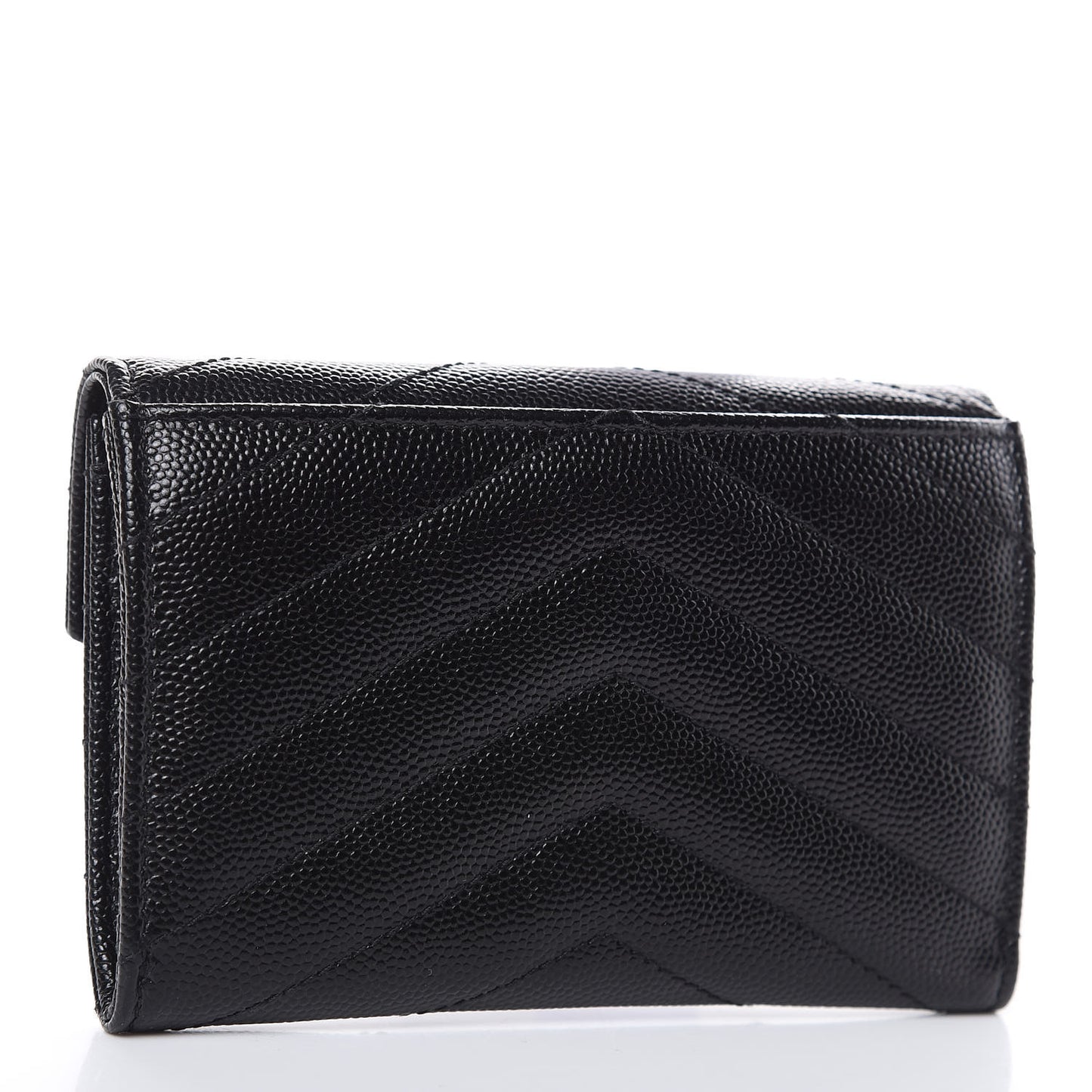Grain De Poudre Matelasse Chevron Small Monogram Envelope Wallet Black