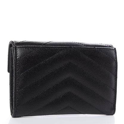 Saint Laurent Grain De Poudre Matelasse Chevron Small Monogram Envelope Wallet Black 3 of 7