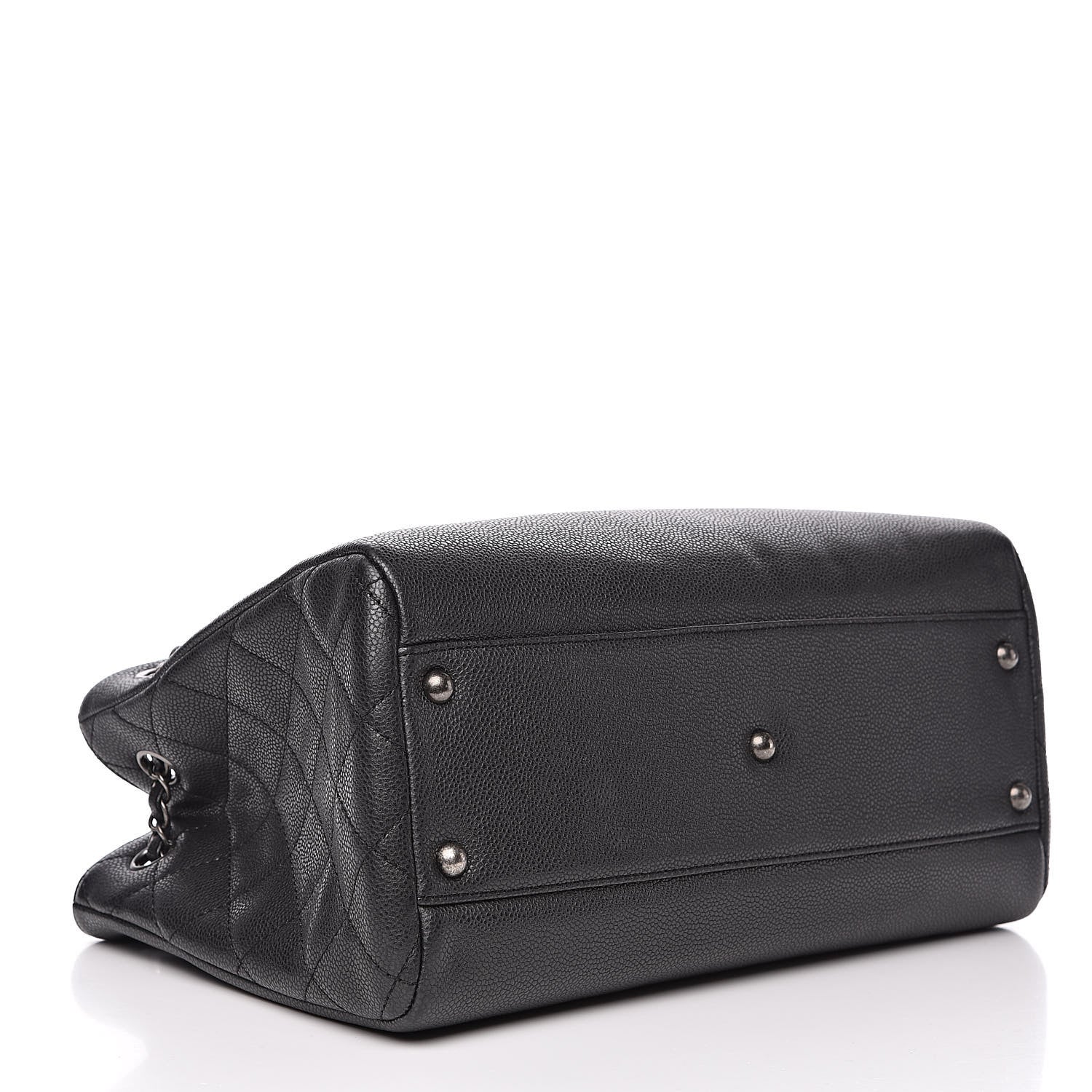 Chanel Metallic Grained Calfskin Medium Woven Chain Shopping Tote Black 4 of 13