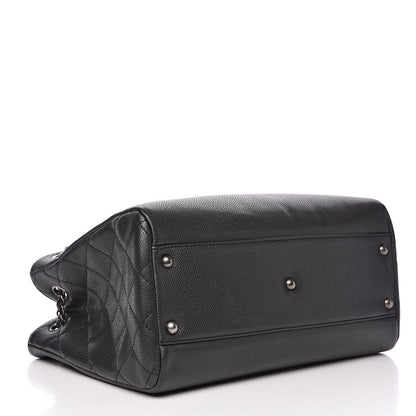 Chanel Metallic Grained Calfskin Medium Woven Chain Shopping Tote Black 4 of 13