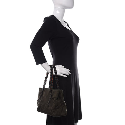 Prada Tessuto Nylon Calfskin Chain Tote Mimetico 2 of 9