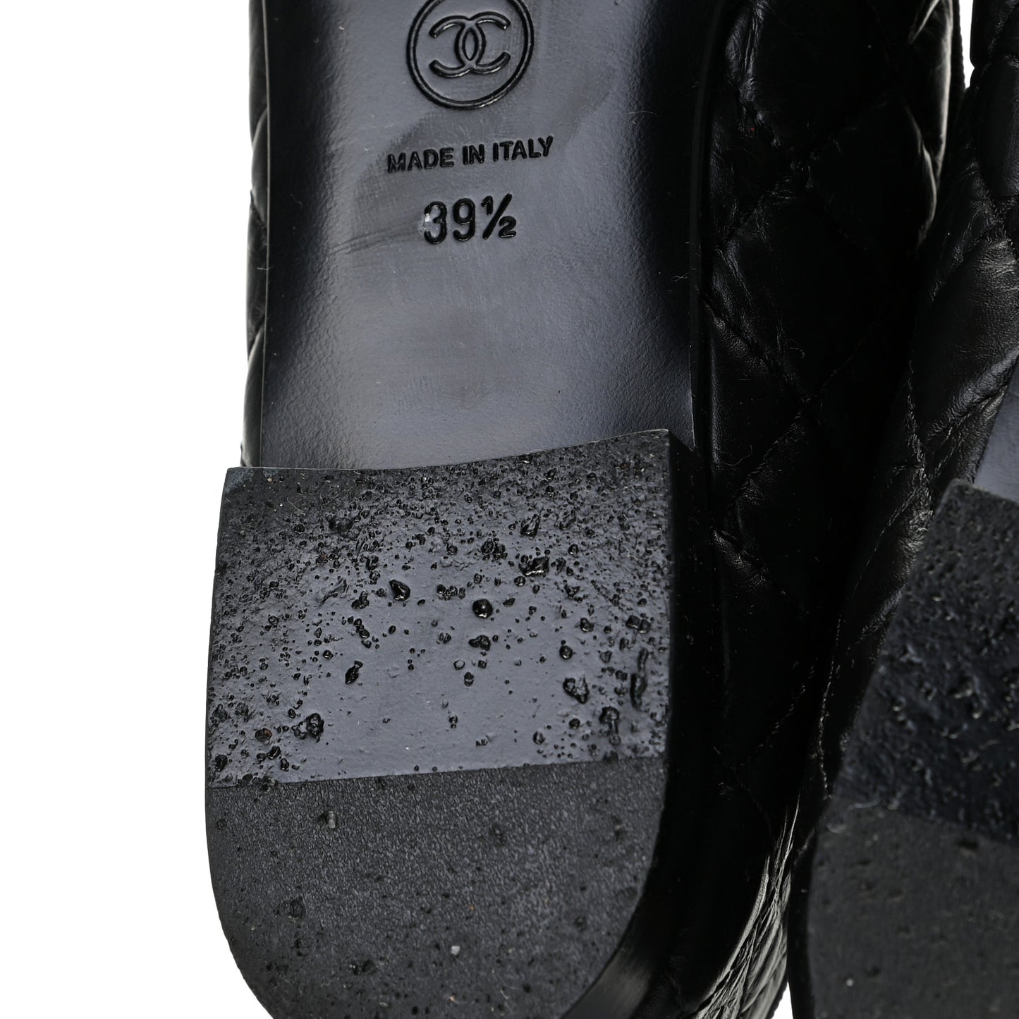 Aged Calfskin Quilted CC Cap Toe Ballerina Flats 39.5 Black