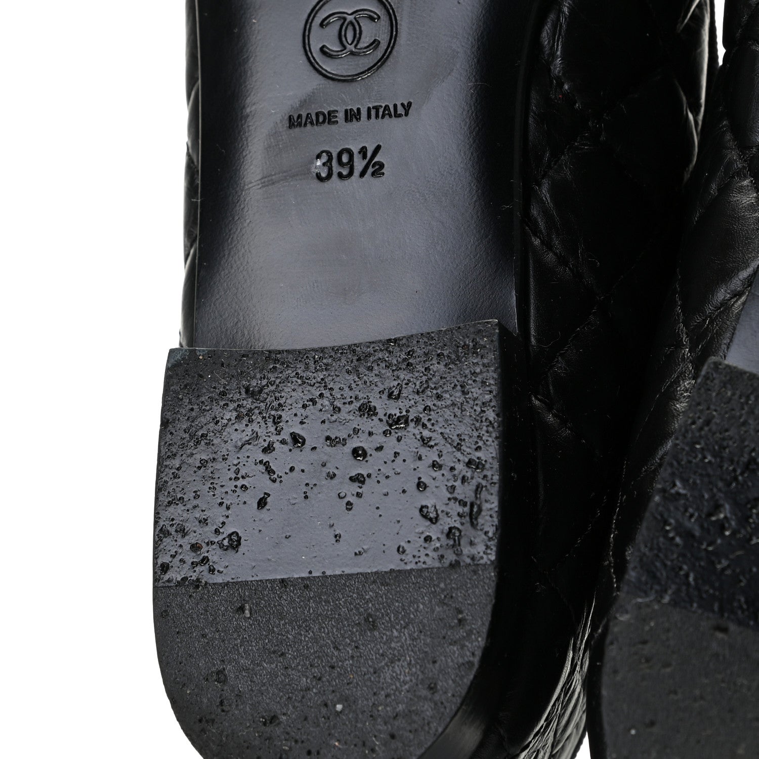 Chanel Aged Calfskin Quilted CC Cap Toe Ballerina Flats 39.5 Black 12 of 13