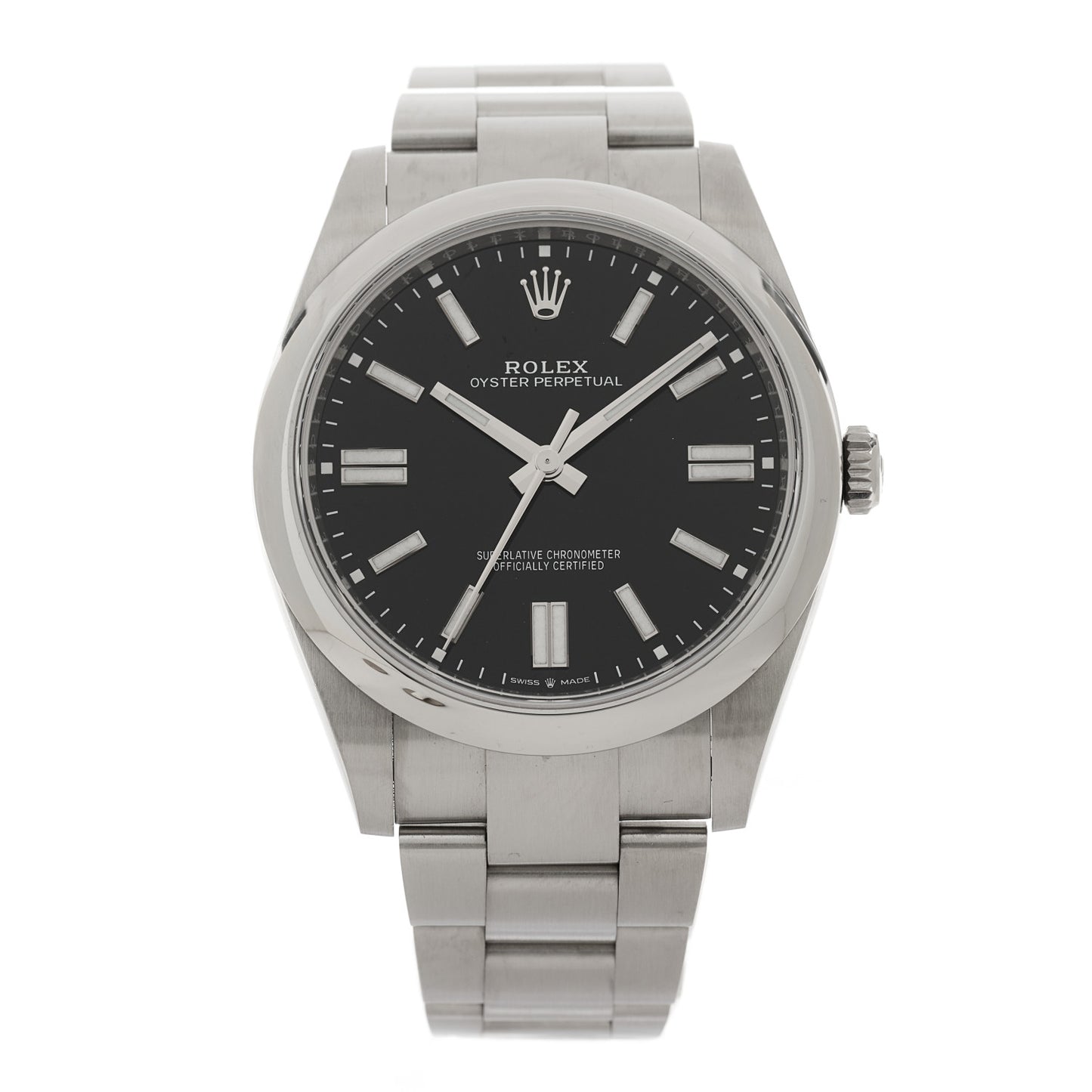 Stainless Steel 41mm Oyster Perpetual Watch Bright Black 124300