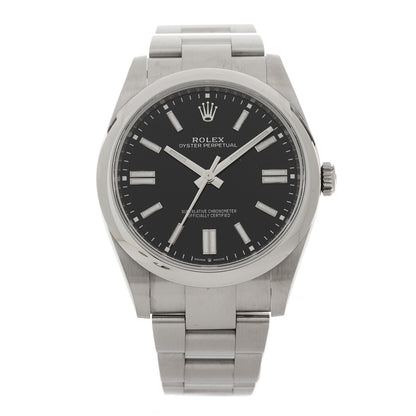 Rolex Stainless Steel 41mm Oyster Perpetual Watch Bright Black 124300 1 of 4