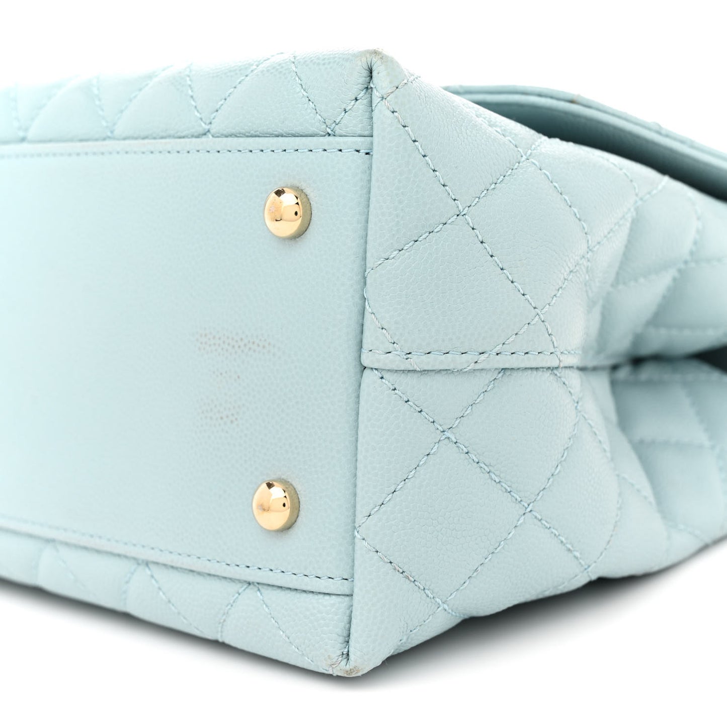 Caviar Quilted Small Coco Handle Flap Light Blue