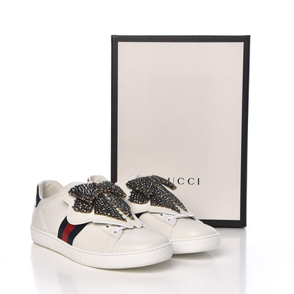 Gucci Calfskin Ayers Web Womens Ace Bow Lace Sneakers 38.5 White 14 of 14