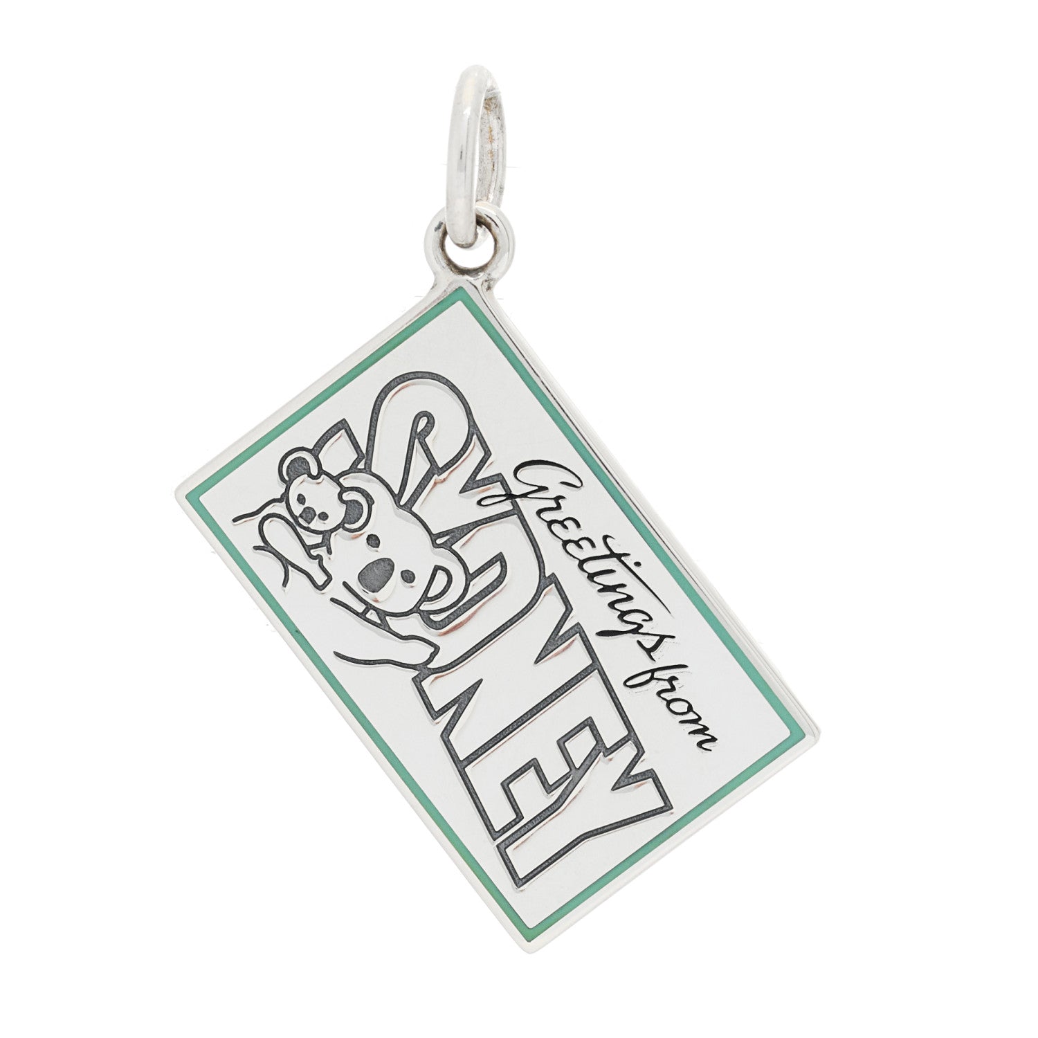 Tiffany Sterling Silver Enamel Sydney Postcard Charm Blue 1 of 5