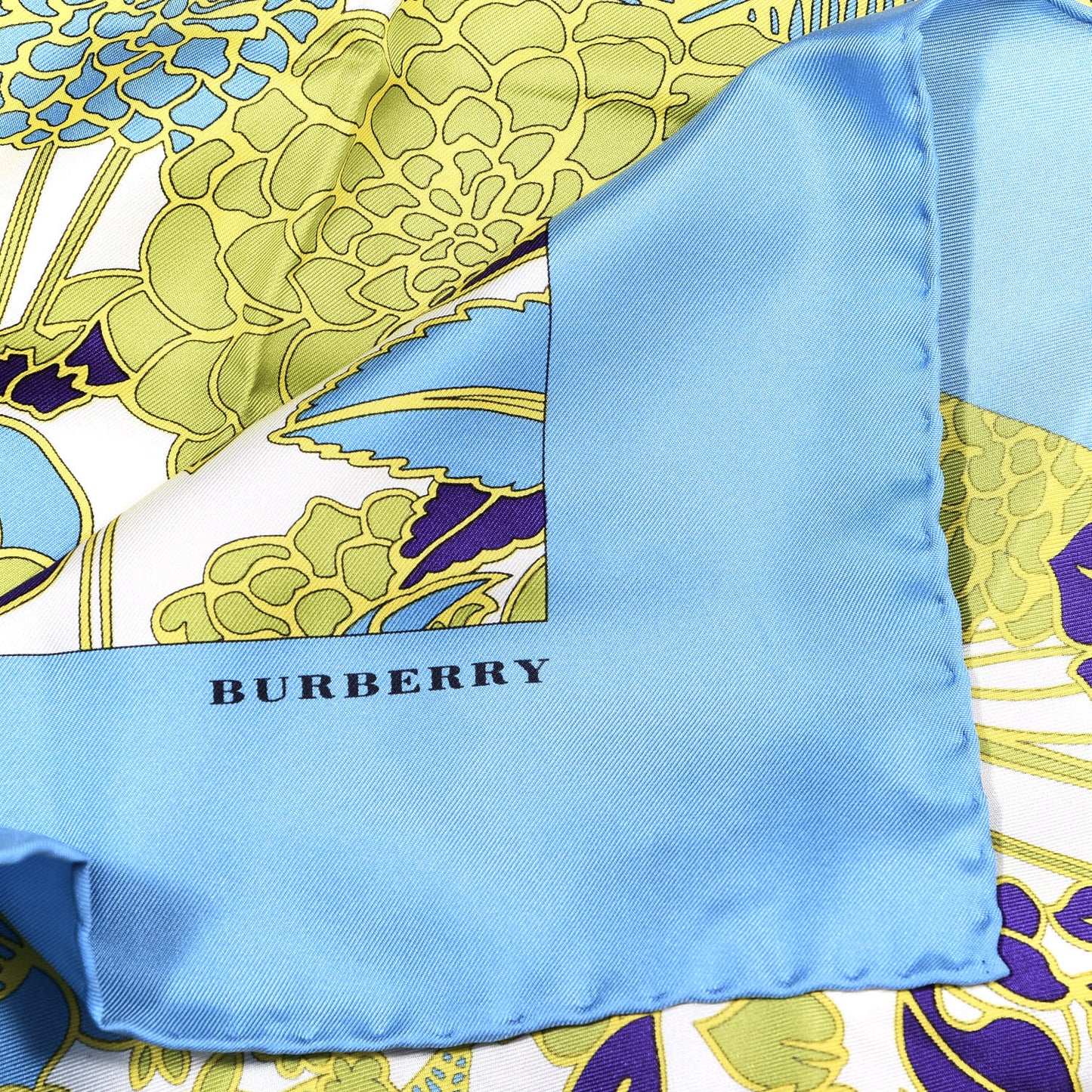 Silk Floral Print Square Scarf Blue