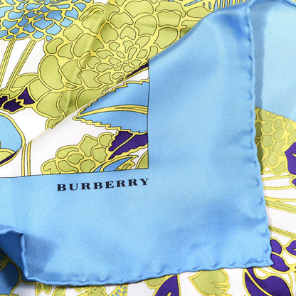 Burberry Silk Floral Print Square Scarf Blue 7 of 7