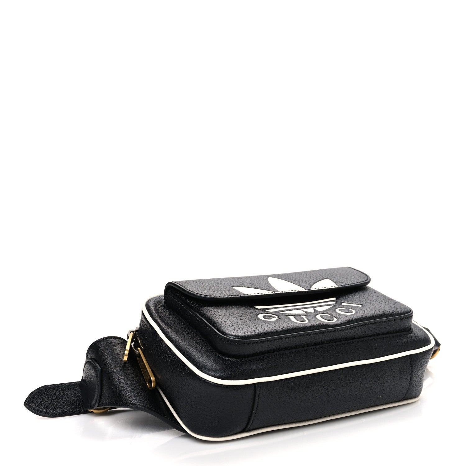 Gucci X ADIDAS Textured Dollar Calfskin Belt Bag Black 4 of 10