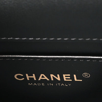 Chanel Shiny Calfskin Quilted Mini Metal Top Handle Flap Black 6 of 8