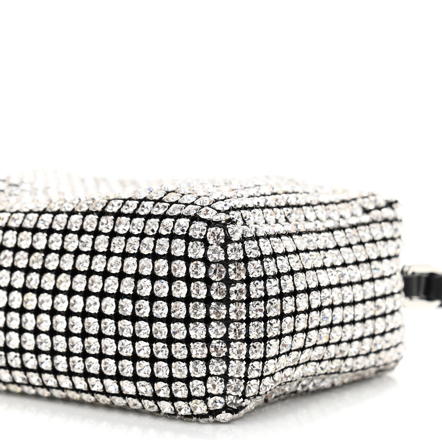 Mesh Crystal Rhinestone Mini Heiress Pouch Black Silver