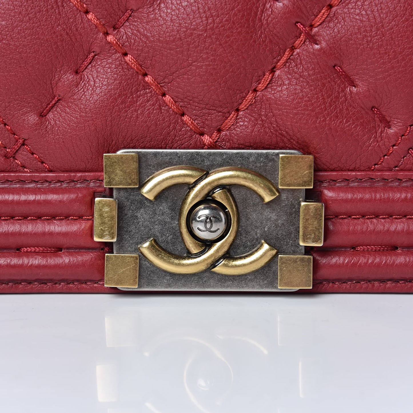 Calfskin Stitched New Medium Boy Flap Red