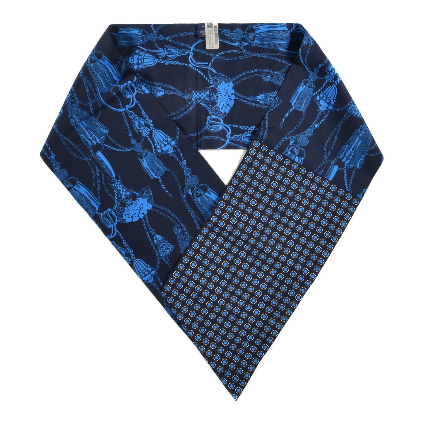 Silk Passementerie Maxi Twilly Cut Marine Bleu Cobalt