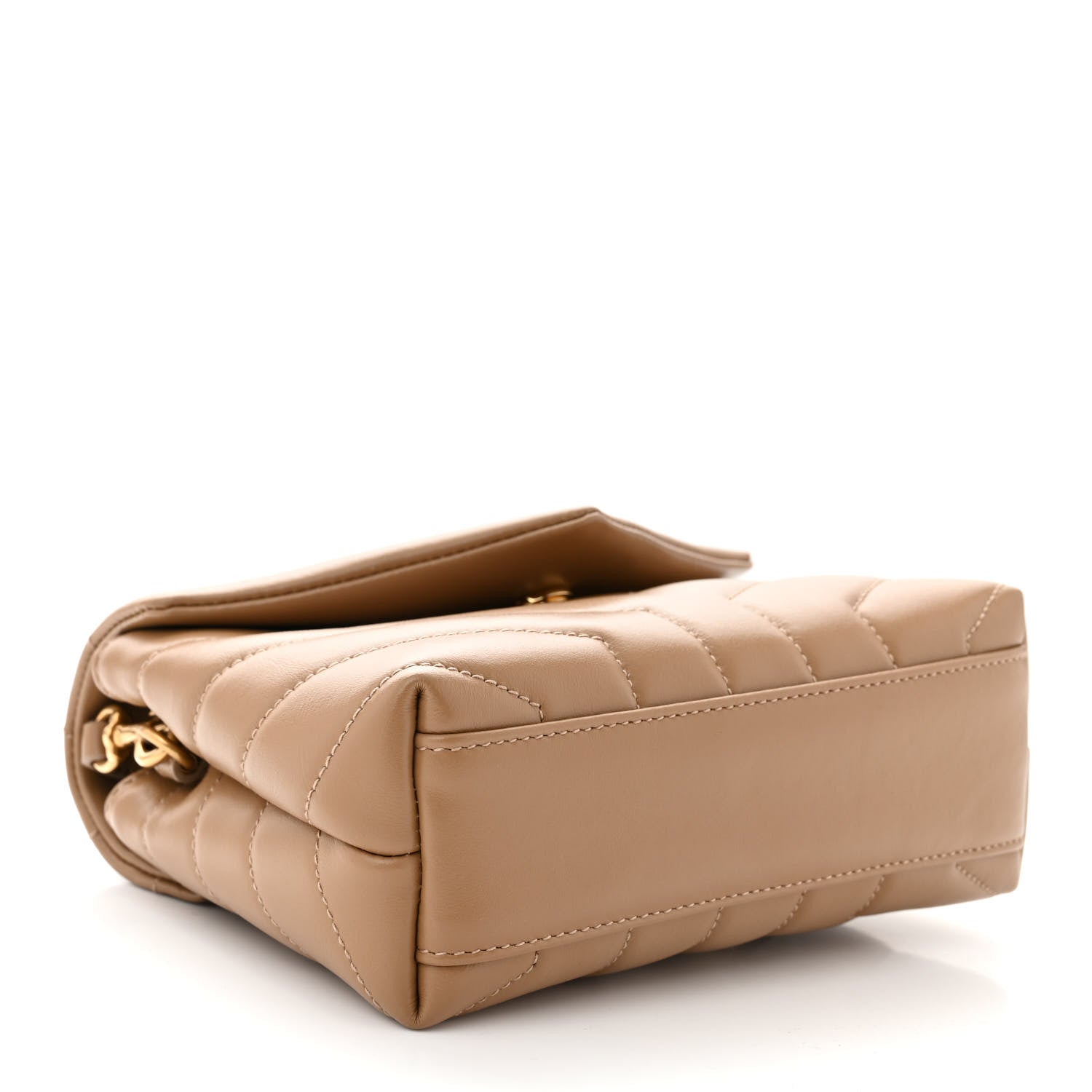 Saint Laurent Calfskin Y Quilted Monogram Toy Loulou Crossbody Bag Latte 4 of 10