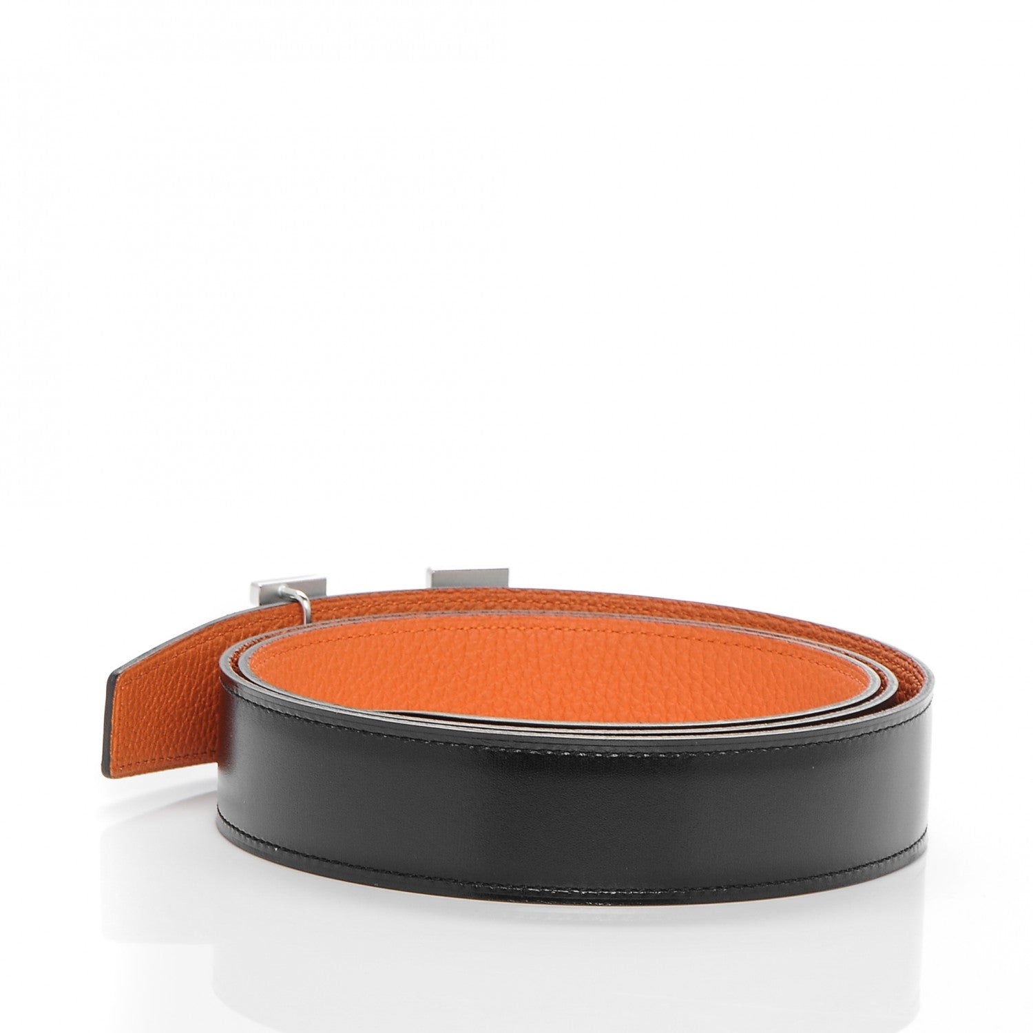 Hermes Box Togo 32mm H Belt 100 Black Orange 3 of 9
