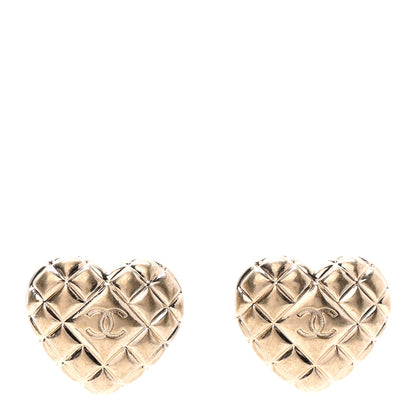 Chanel Quilted CC Heart Earrings Gold 1 of 4
