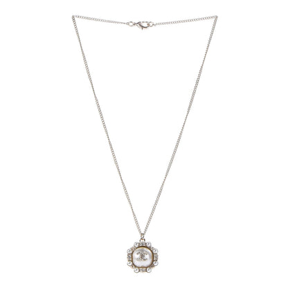 Chanel Crystal Pearl CC Medallion Necklace Light Gold 3 of 6
