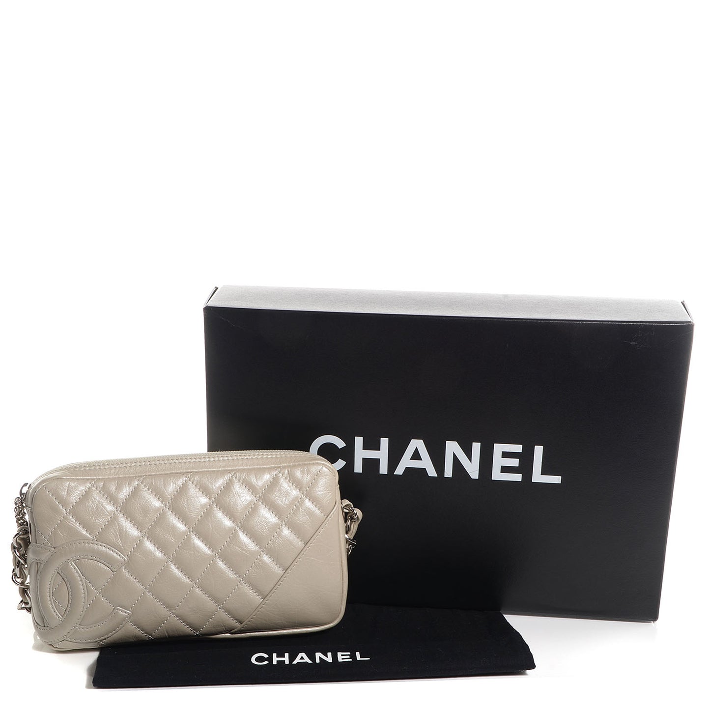 Calfskin Quilted Cotton Club Pochette Light Silver