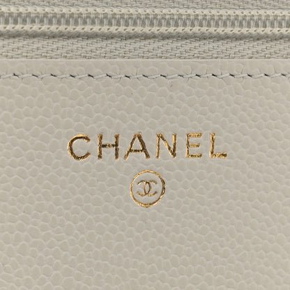 Chanel Caviar Quilted Wallet On Chain WOC Light Grey 6 of 11