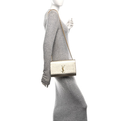 Saint Laurent Metallic Calfskin Medium Classic Monogram Kate Satchel Pale Gold 2 of 10