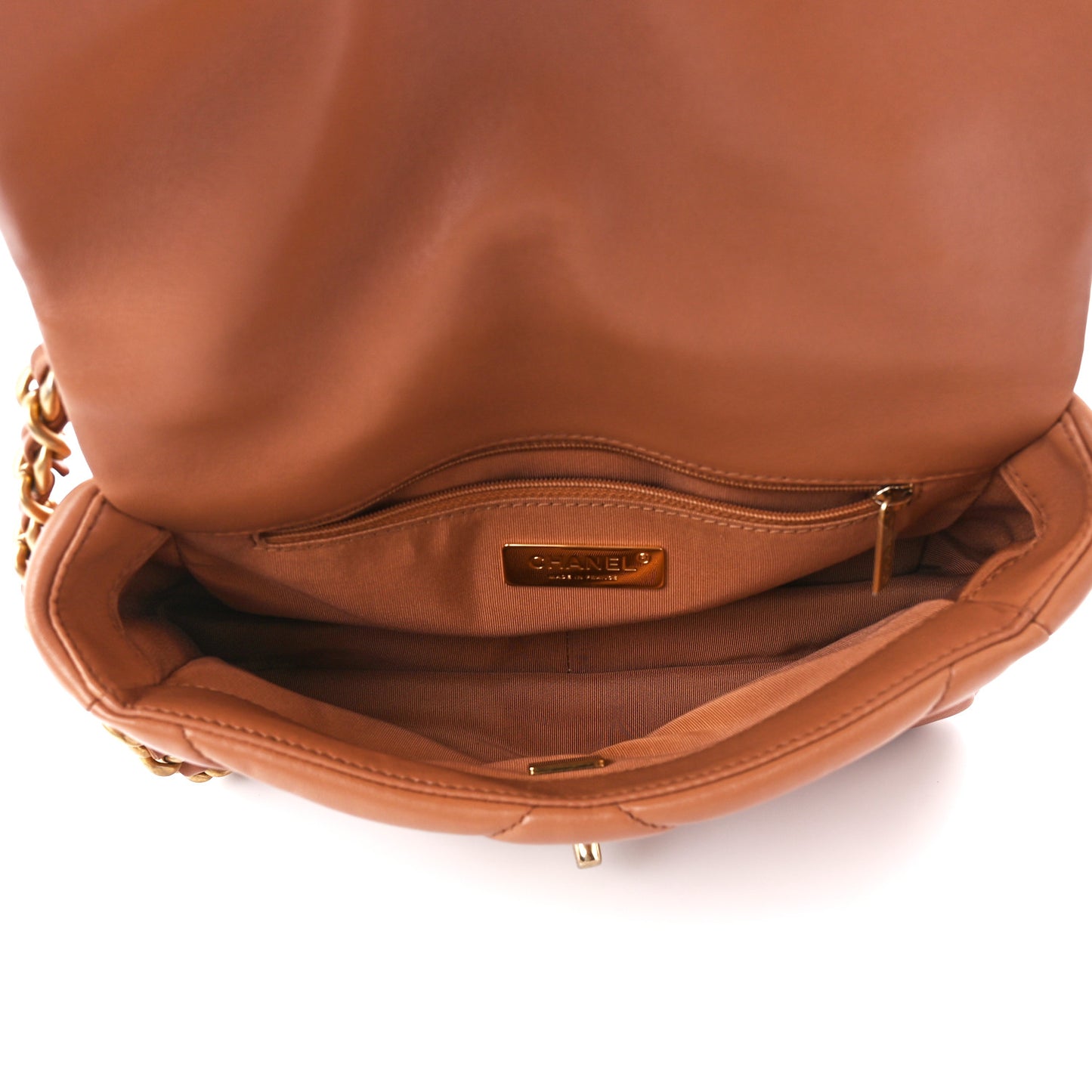 Lambskin Quilted Medium Chanel 19 Flap Brown