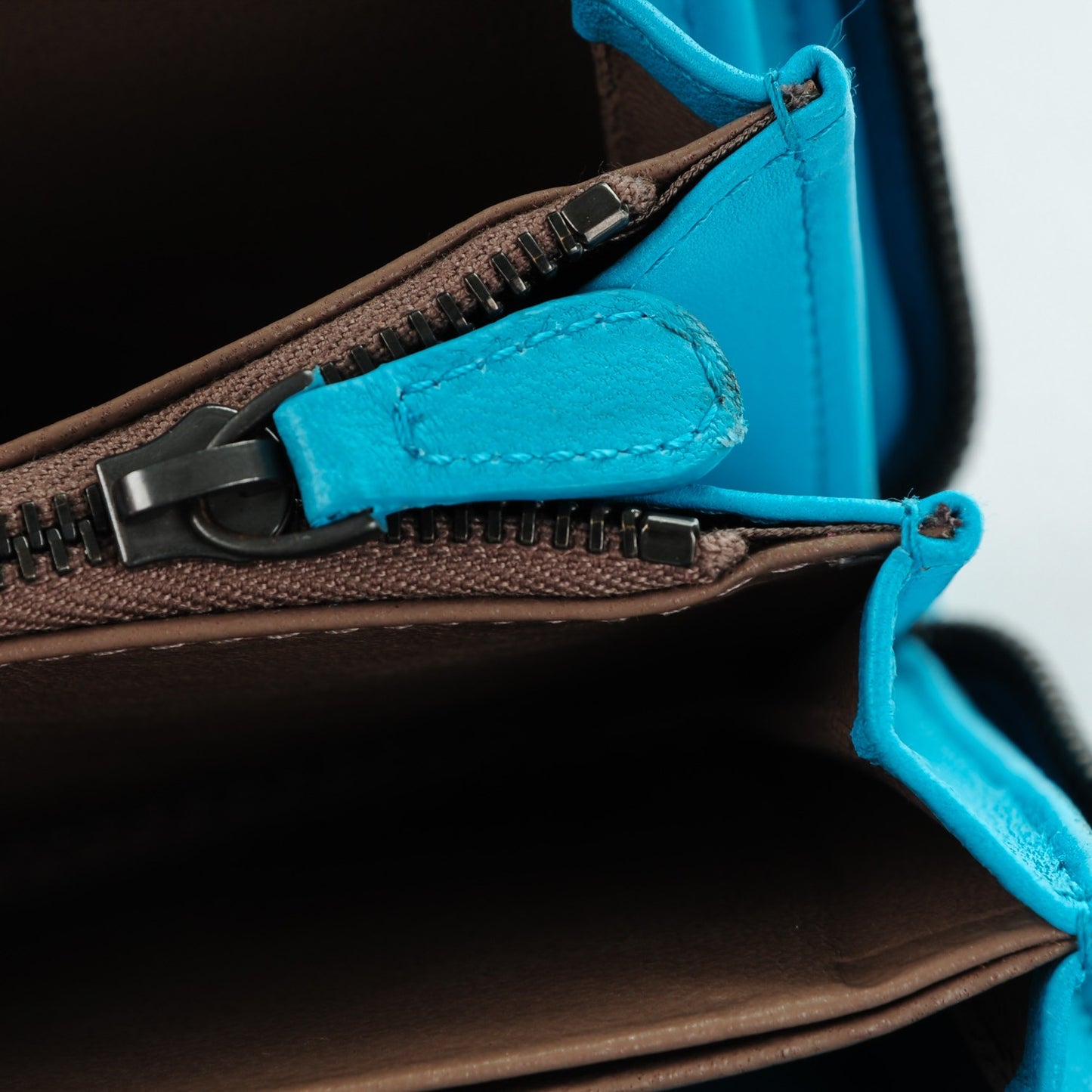 Nappa Intrecciato Zip Around Wallet Turquoise