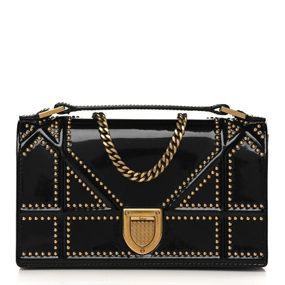 Christian Dior Patent Studded Diorama Flap Bag Black 3 of 7