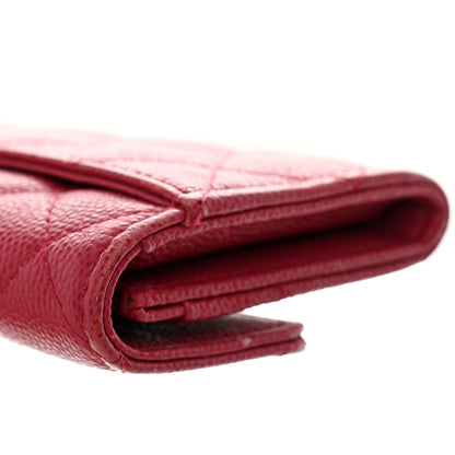 Chanel Caviar Quilted Flap Card Holder Wallet Dark Pink 16 of 19