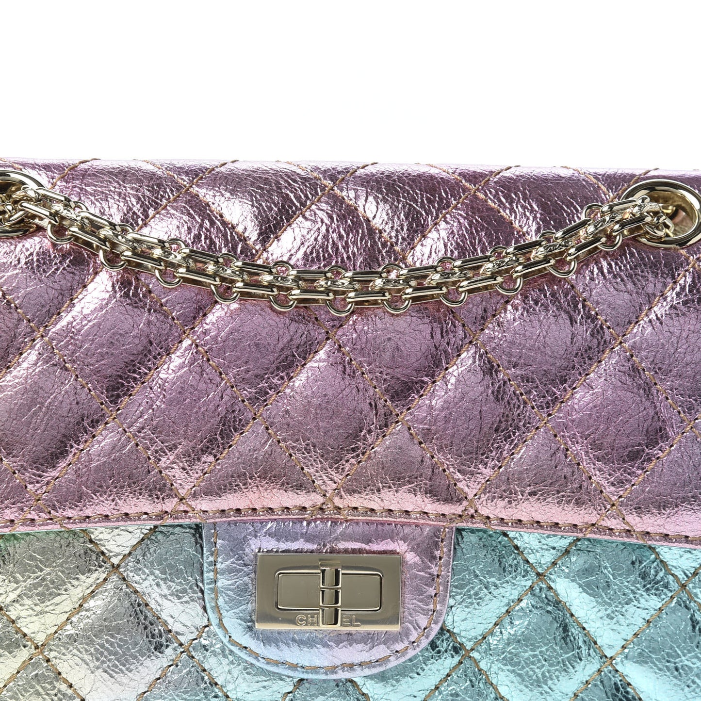 Metallic Goatskin Quilted Mini 2.55 Reissue Flap Multicolor