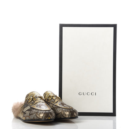 Gucci Brocade Fur Womens Princetown Slippers 36.5 Brown 9 of 9