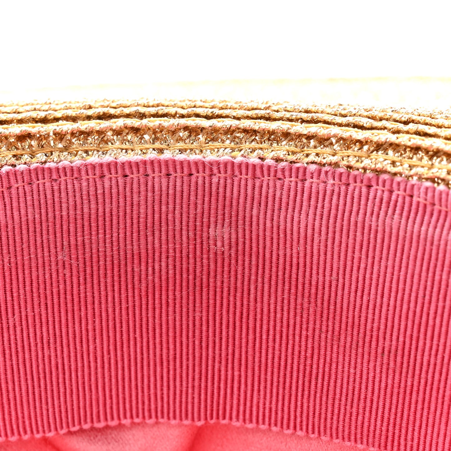 Glittered Straw Grosgrain Wide Brim Hat L Gold Black