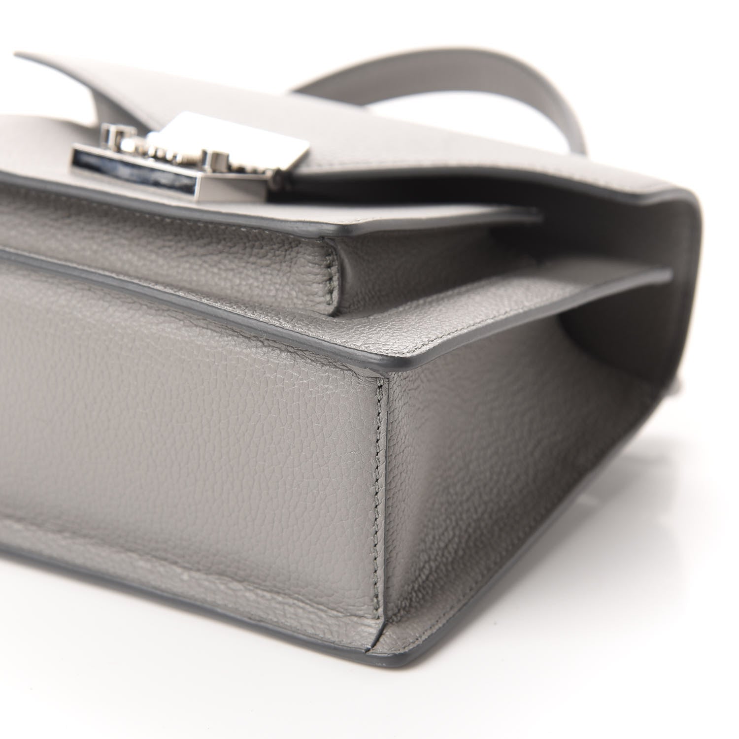 MCM Grained Calfskin Small Patricia Satchel Arch Grey 7 of 10