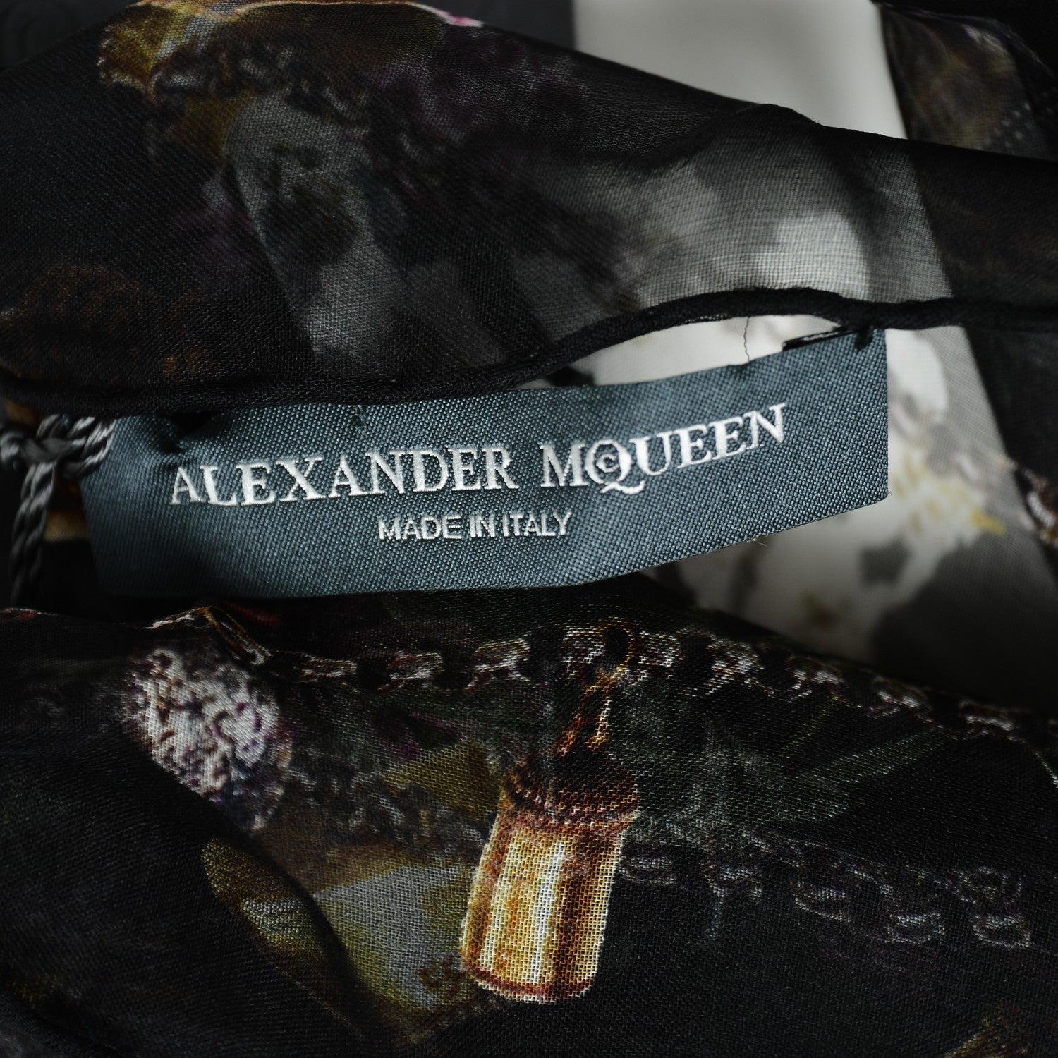 Alexander McQueen Silk Chiffon Wild Meadow Shawl Black 5 of 6