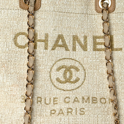 Chanel Mixed Fibers Calfskin Medium Deauville Tote Light Beige 10 of 13