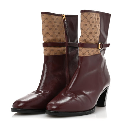 Gucci Monogram GG Mignon Quentin Granada Kid Ankle Boots 37.5 Vintage Bordeaux Dusty Brown 4 of 11