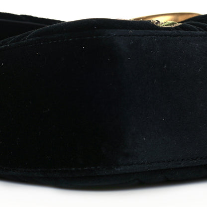 Gucci Velvet Matelasse Loved Embroidered Medium GG Marmont Shoulder Bag Black 9 of 11