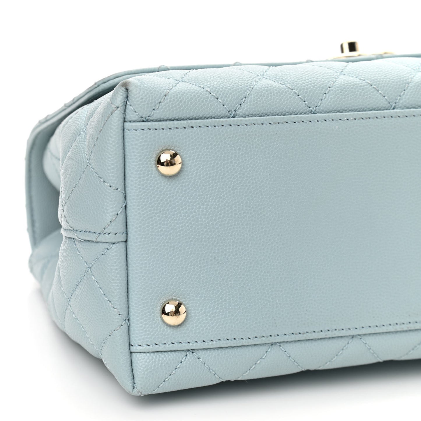 Caviar Quilted Small Coco Handle Flap Light Blue