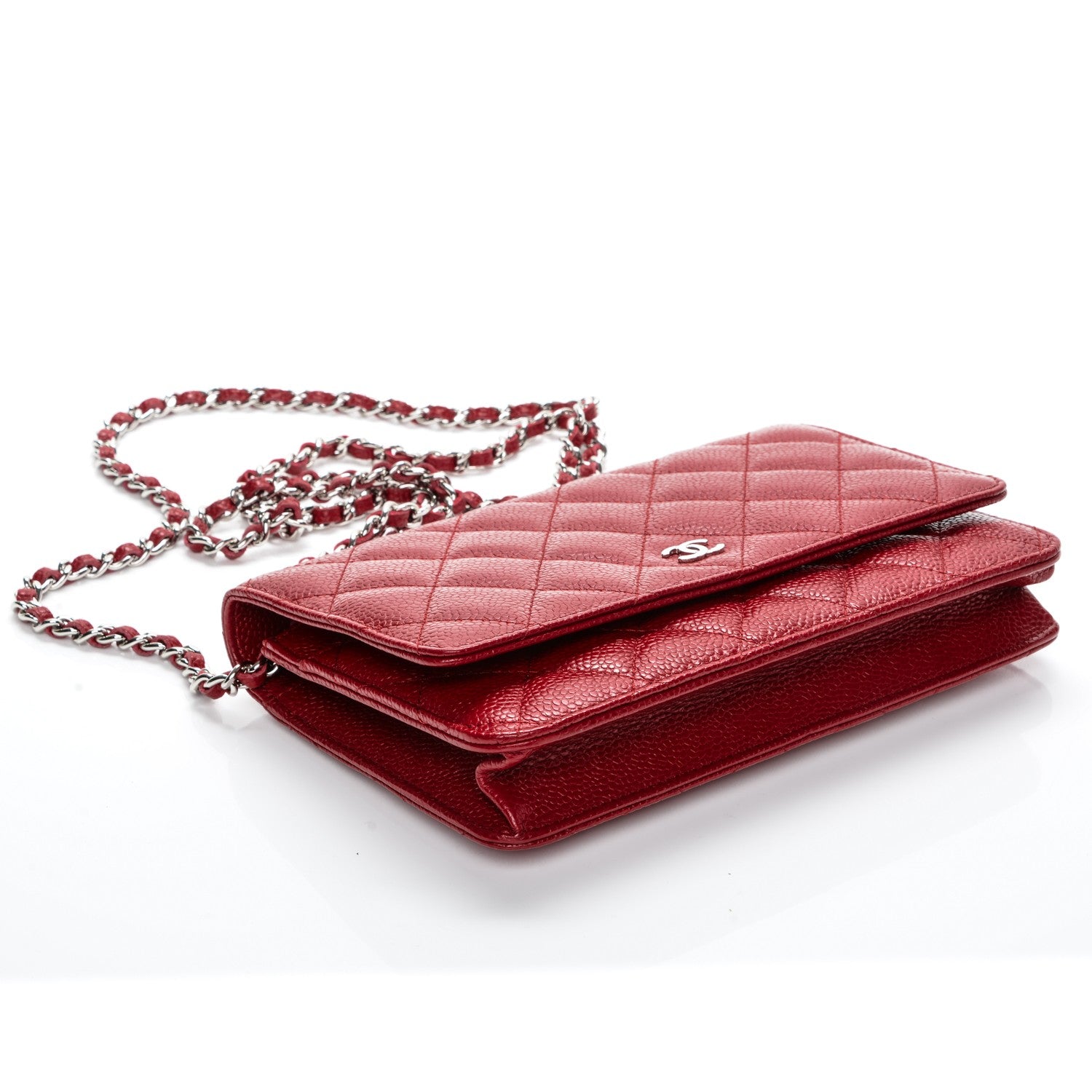 Chanel Caviar Quilted Wallet On Chain WOC Red 4 of 8