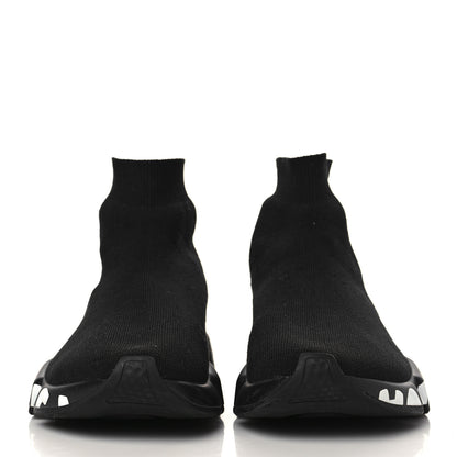 Balenciaga Neoprene Knit Womens Speed Graffiti Sneakers 38 Black White 2 of 8
