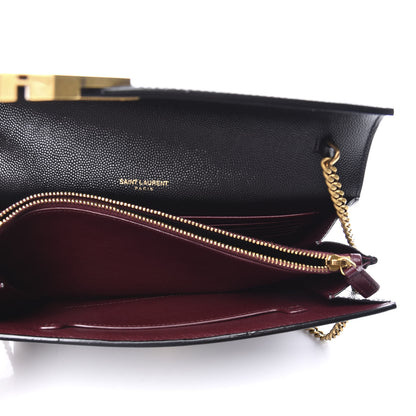 Saint Laurent Grain De Poudre Monogram Cassandra Chain Wallet Black Rouge Legion 6 of 12