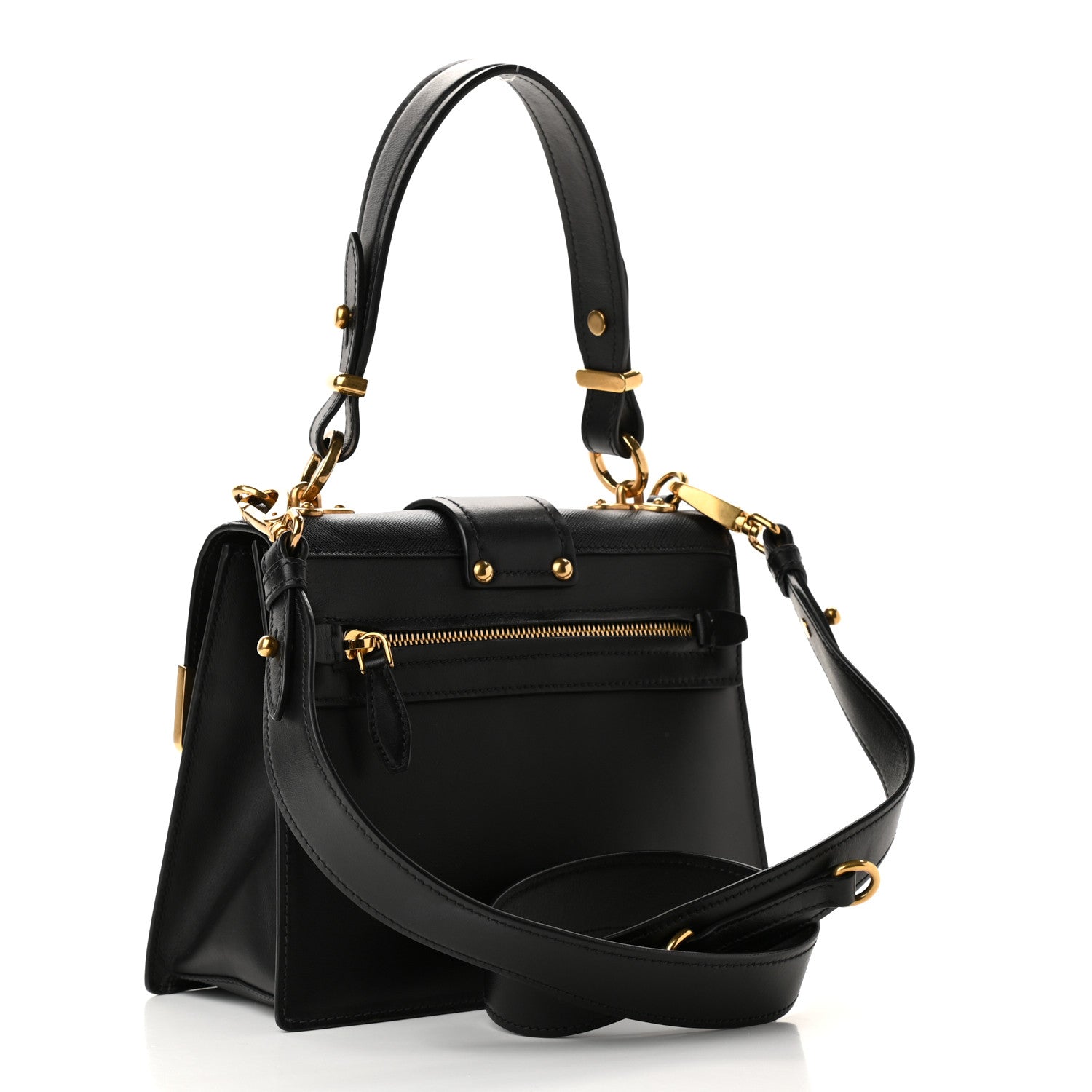 Prada City Calfskin Saffiano Cahier Top Handle Bag Black 3 of 9