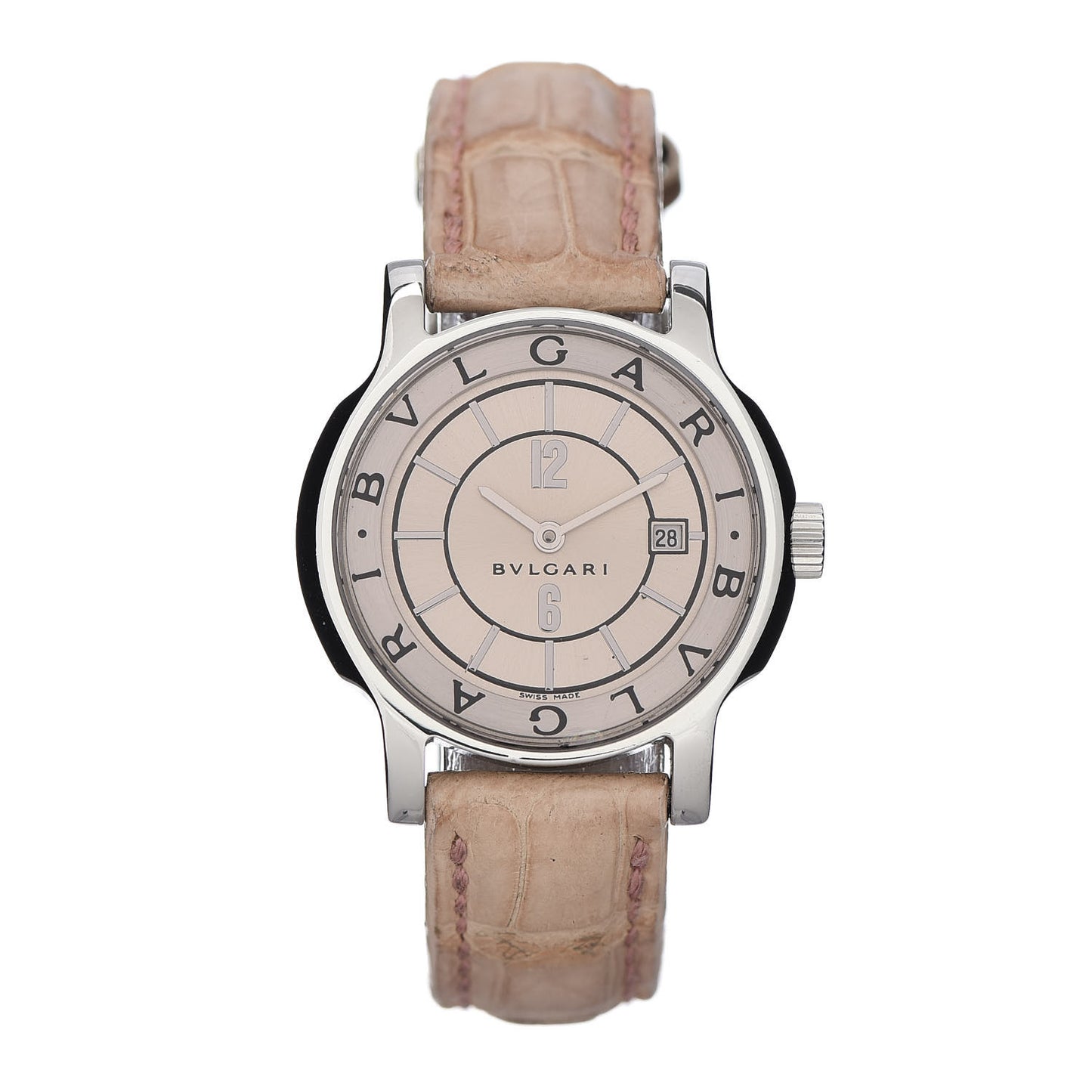 Stainless Steel Alligator 29mm Solotempo Quartz Watch Pink