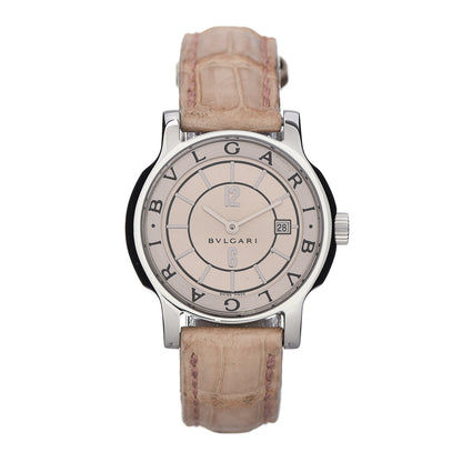 Bulgari Stainless Steel Alligator 29mm Solotempo Quartz Watch Pink 1 of 5