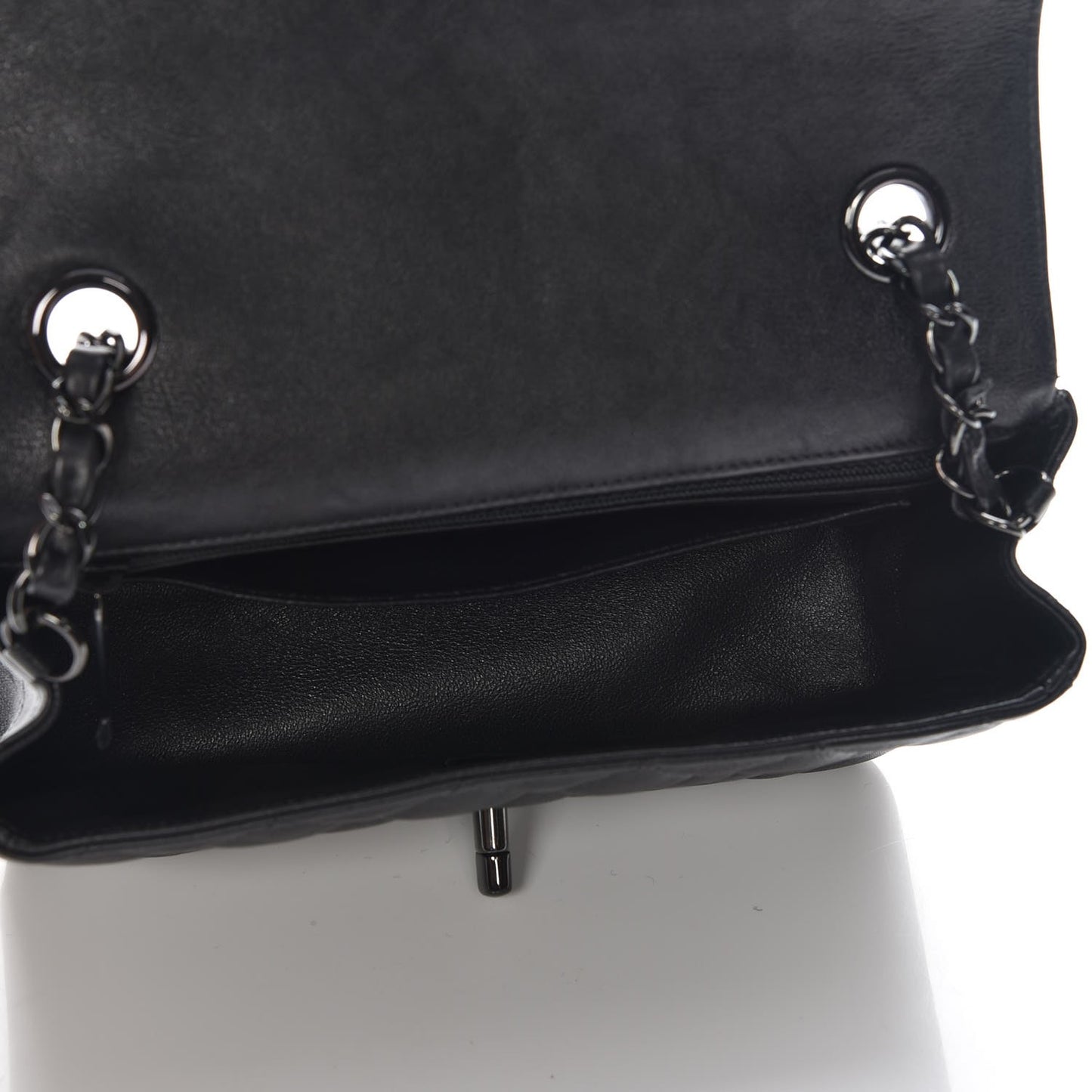 Crumpled Calfskin Quilted Mini Rectangular Flap So Black